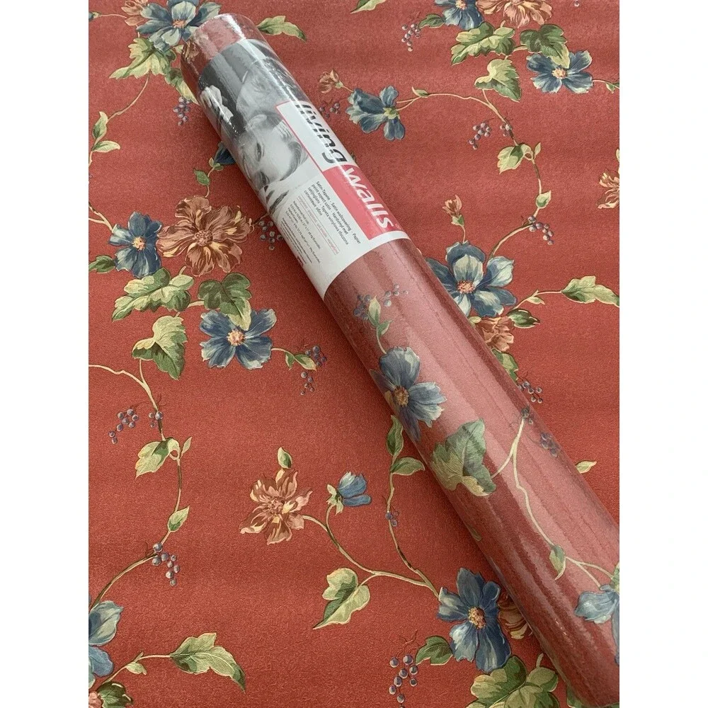 Colorful Vintage Floral Wallpaper Living Walls Botanical 61452, 21 In. x 11 Yds.